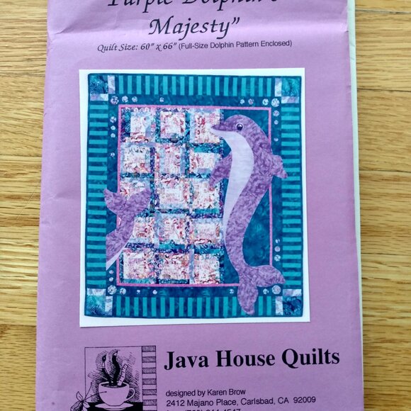 Vintage 90s Dolphin Quilt Sewing Pattern 60x66 - Picture 10 of 11